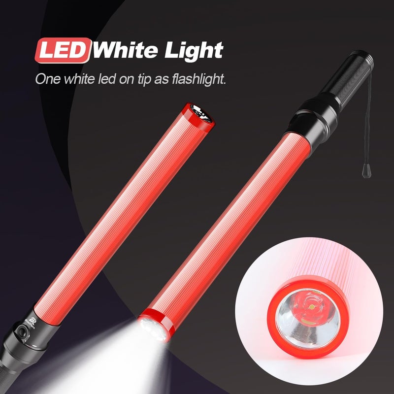 RoadHero 10 Pack Traffic Wand, 21 Inch Led Traffic Control Baton, Night Safety Light Wands with 3 Flashing Modes, Air Marshaling Signal Wand Plus White LED on Tip for Airport, Parking, Car Directing - Image 5